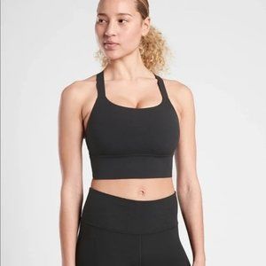 Athleta Warrior Longline Bra in Powervita Black Size Medium